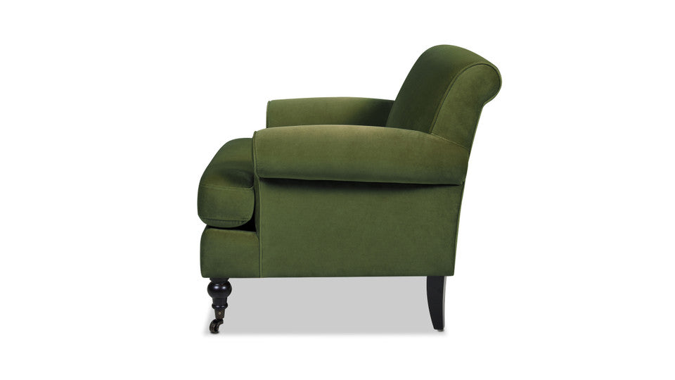Alana 38" Lawson Accent Arm Chair with Metal Casters (Olive Green)