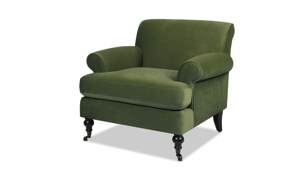 Alana 38" Lawson Accent Arm Chair with Metal Casters (Olive Green)